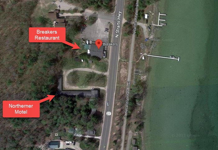 Northerner Motel (Breakers Restaurant) - Aerial Map (newer photo)